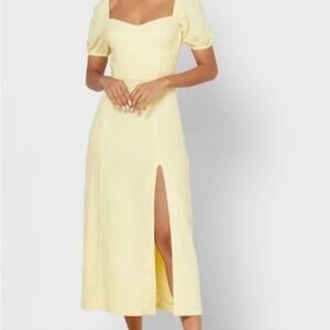 Bardot Yellow Puff Sleeve Dress